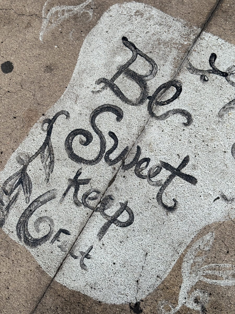 Sidewalk lettering